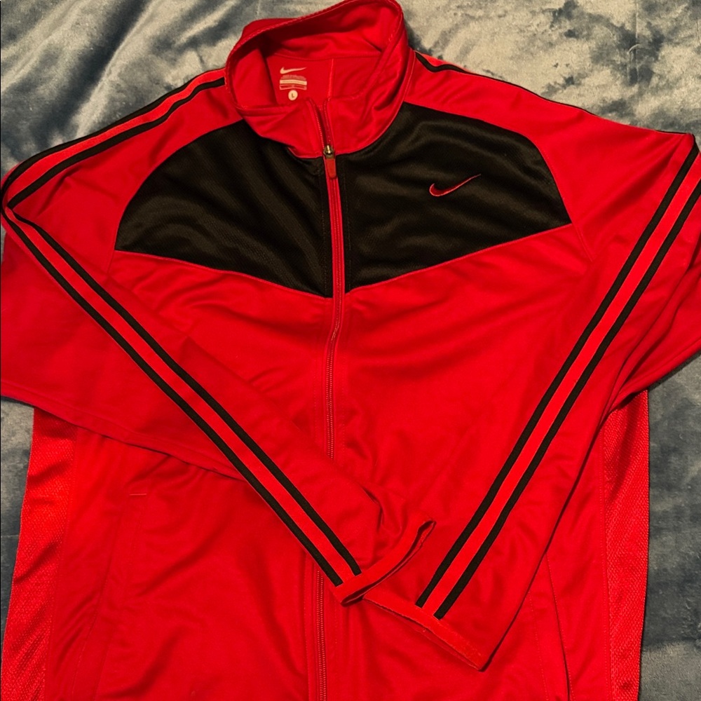 Nike Men's Red and Black Windbreaker Jacket